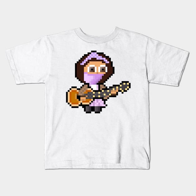 coco guitar Kids T-Shirt by animaperio pixel retro